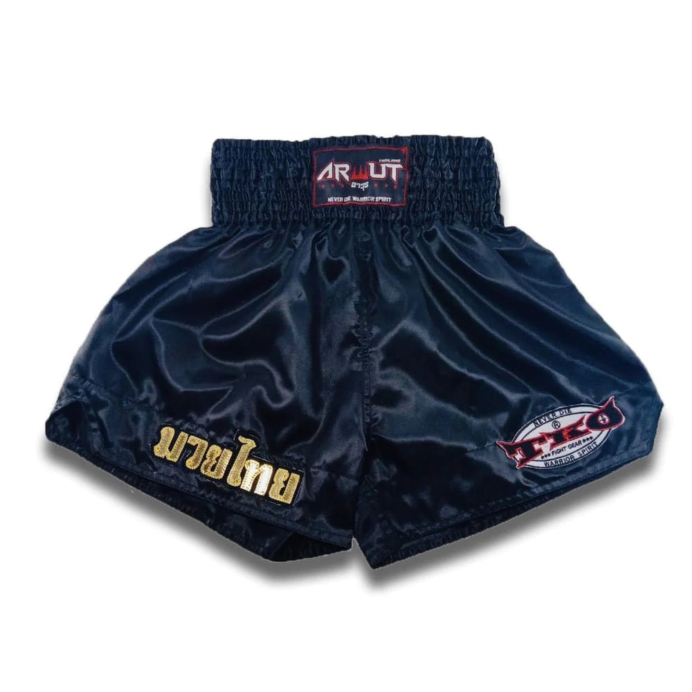 ARWUT BLACK / GOLD MUAY THAI SHORTS