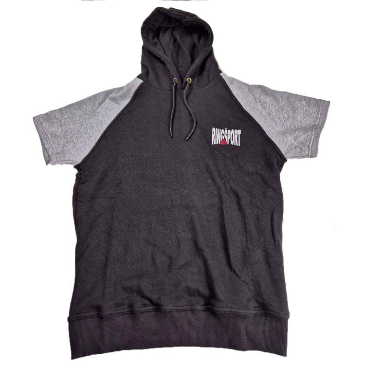 short sleeve hoodie grey black