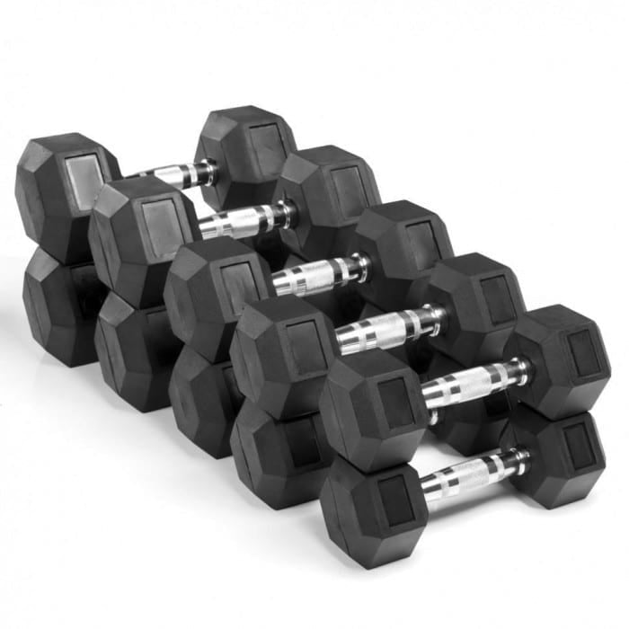 Rubber hex dumbbells