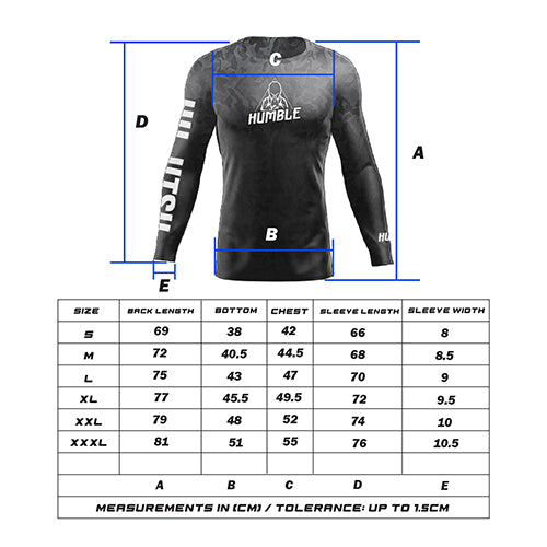 Black camo rash guards sizes